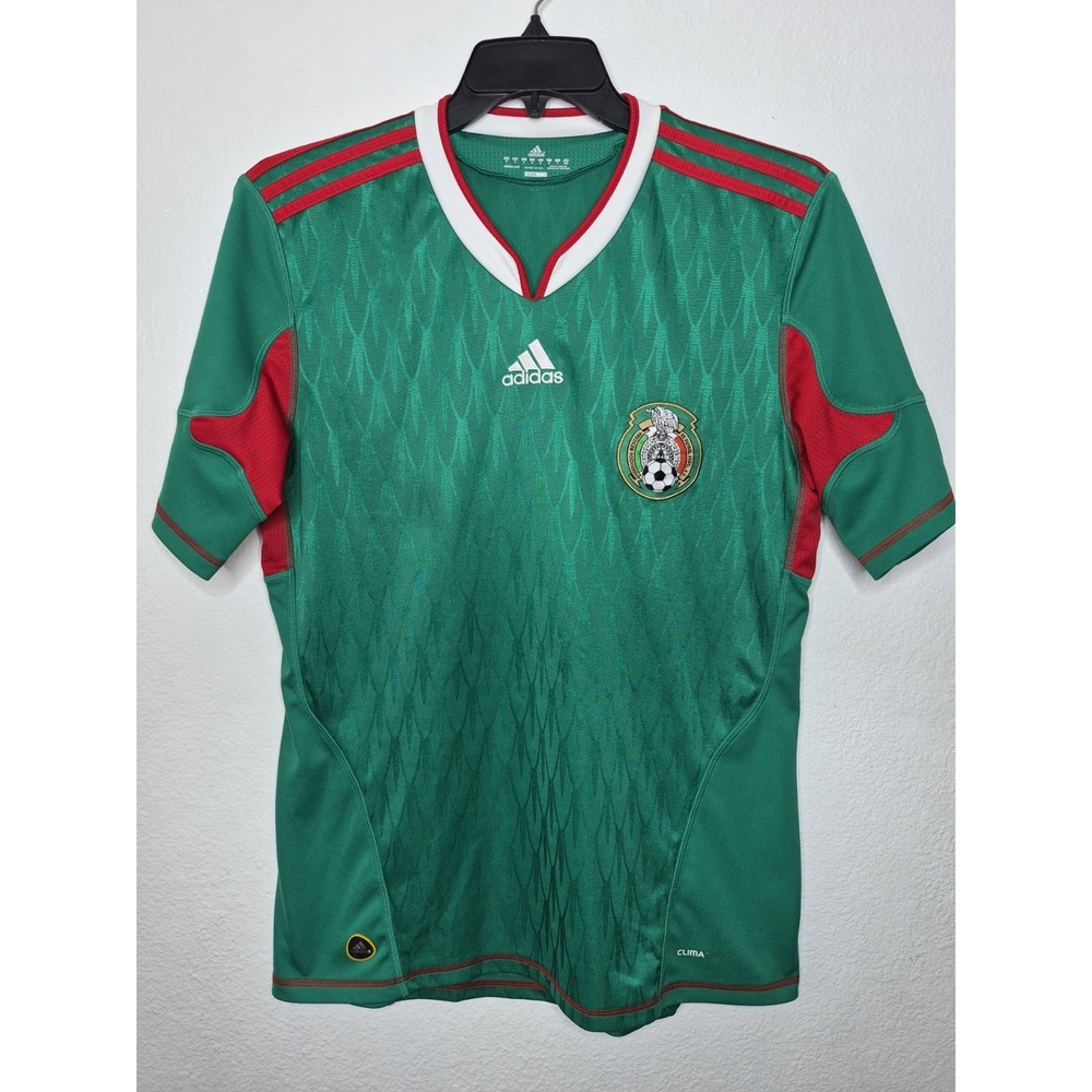 Vintage Adidas Mexico Soccer Jersey Mens Medium Green 2010 Home Kit Shirt 21x29
